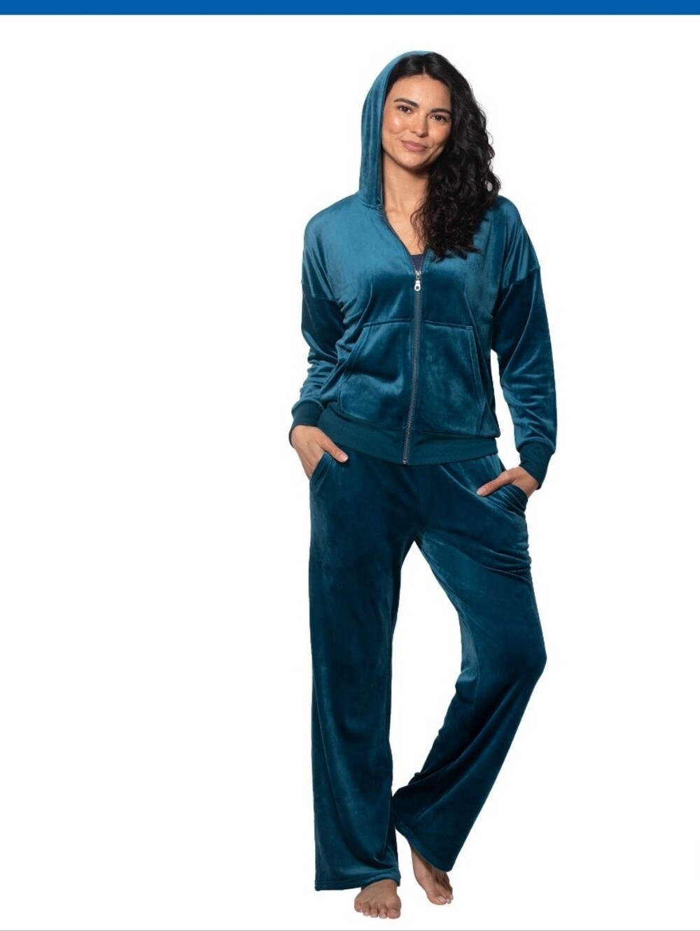 (6) Felina Ladies Velour Track  Hooded Zip Lounge Set